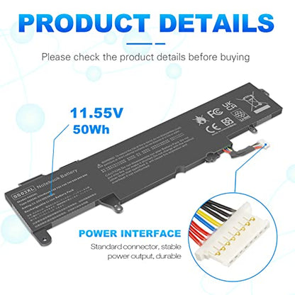 Futurebatt SS03XL Battery 933321-855 for Hp EliteBook 840 g6,EliteBook 730 735 740 745 830 836 840 846 G5 ZBook 14U G5 G6 Series SS03050XL-PL 932823-171 HSN-113C-4 932823-421 HSN-112C HSTNN-IB8C - size: SS03XL