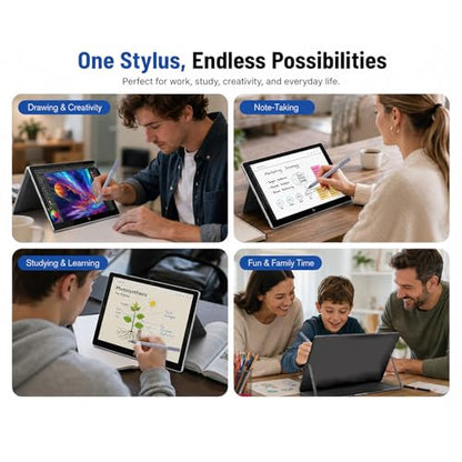 Active Digital Pen for HP Envy x360 Pavilion Spectre Omnibook Touchscreen | MPP 1.51, 2500H Battery Life, 1024 Pressure, Palm Rejection, Dual Side Button Pixel-Perfect Precision for Drawing Note Taking - color: grey