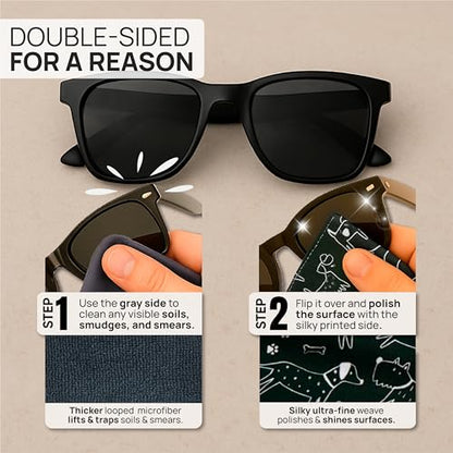 Microfiber Wholesale Quick Cloth Glasses Cleaning Cloths – 8x8 Dogs 1 Pack | with Case | Double-Sided Lens Cleaner for Eyeglasses, Camera, Screens & Glass | Reusable Microfiber Glass Polishing Cloths - color: Dogs, size: 8"x8"