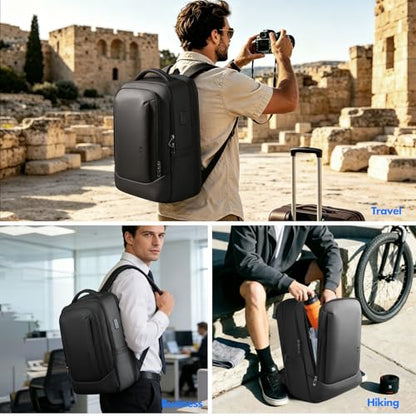 Expandable 16 Inch Laptop Backpack for Men | 40L Travel Backpack with USB-A&C Port, Flight Approved Carry On Backpack, 180° Laptop Compartment, Black