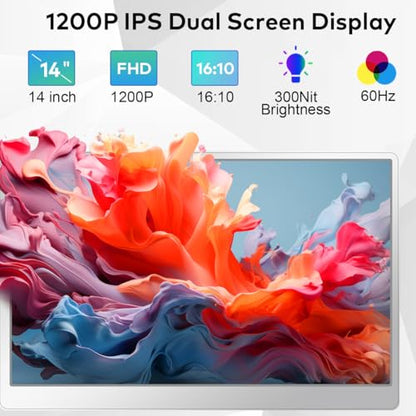 14" Laptop Screen Extender, FHD IPS Triple Screen Monitor Extender | FHD 1200P IPS Tri Screen for Laptops 12-16.5", USB-C/HDMI, Plug & Play, Dual Extra Screen Computer Monitors for Windows/Mac - size: 14 inches