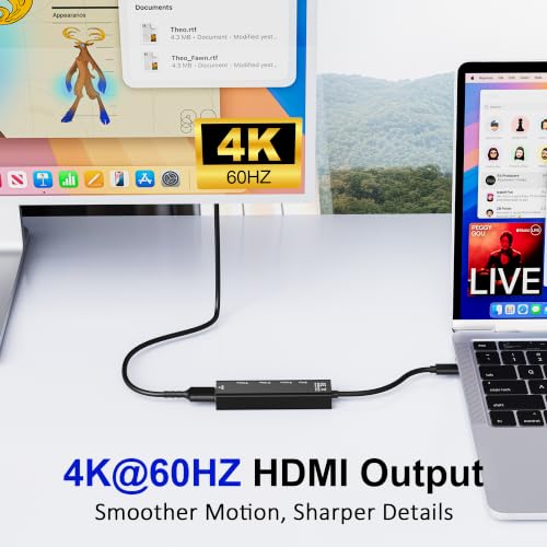 USB C Hub, 5 in 1 USBC to HDMI Adapter with 4K@60Hz, 100W Power Delivery, USB-C 5Gbps, 2 × USB-A 3.0 5Gbps, USBC Splitter Docking Station for MacBook, iPad Pro, iPhone 17/16, Windows