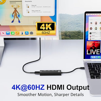 USB C Hub, 5 in 1 USBC to HDMI Adapter with 4K@60Hz, 100W Power Delivery, USB-C 5Gbps, 2 × USB-A 3.0 5Gbps, USBC Splitter Docking Station for MacBook, iPad Pro, iPhone 17/16, Windows