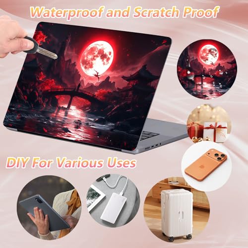Laptop Skin Sticker Decal 12" 13" 13.3" 14" 15" 15.6",Waterproof Scratch Resistant Vinyl,Reusable Easy to Apply,for MacBook HP Dell Notebooks Netbooks Laptop,2 Wrist Pads,Blood Moon Secrets - color: Blood Moon Secrets