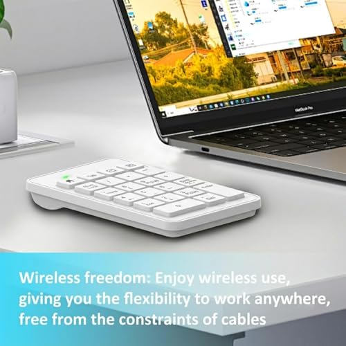 Wireless Number Pad with Battery, Enhanced Efficiency with 23 Keys Numeric Keypad Upgraded Version of 10 key USB Keyboard Financial Accounting Numpad for Laptop, PC, Notebook, Desktop,Surface Pro - style: 2.4GWirelessWhite