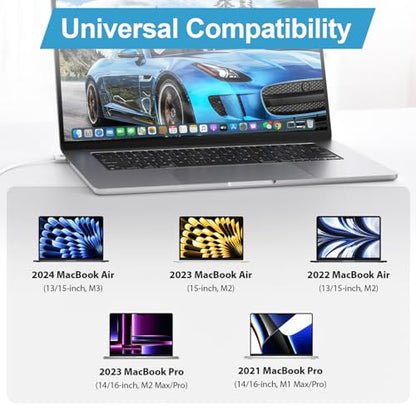 140W Charger for Mac Book Pro 16 14 inch Mac Air 15 13 inch 2025 2024 2023 2022 2021 M1 M2 M3 M4 Fast Charger Power Adapter & 6.6FT Type C to Magnetic 3 Braided Cable LED Original Quality