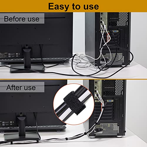 Reusable Wire Management Roll Nylon Fastening Cable Ties Straps Xnakko 3/4 inch double-sided hook and loop tape (Black, 25 yards) - size: 3/4 in X 25 yd