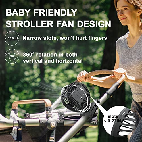 Portable Fan with Remote Control & Timer & LED Lights, 60hrs 12000mAh USB Rechargeable Battery，Clamp/Hanging/Stand Up, Small Clip on Fan for Baby Stroller, Bed, Desk, Camping Tent, Travel