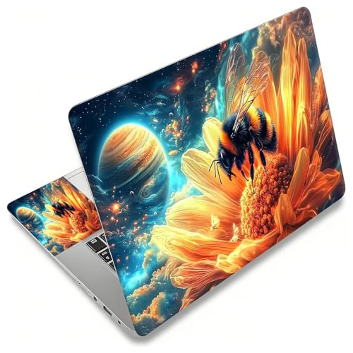 Laptop Skin Sticker Decal, Universal Reusable Vinyl Laptop Cover for 12" 13" 13.3" 14" 15" 15.4" 15.6" Notebook PC, Reusable Waterproof Scratch-Resistant with 2 Wrist Pads,Bee Outer Space - color: Bee Outer Space