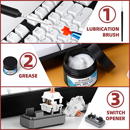 RUNJRX Switch Lube Kit GPL 205G0 0.53oz/15g, Switch Opener for MX Cherry Akko Panda Kailh Switch,Lube Brush for Keyboard Switches - style: Lube Kit-I