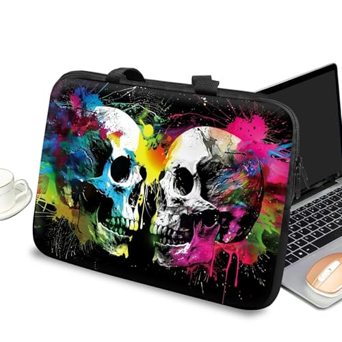 Universal Laptop Case Sleeve 10 inch with Handle and Zipper, Kids Tablet Carrying Case Messenger Bag Portable Tote Bag for 7-10 inch iPad/Notebook/eBook/Readers, Color Skull - color: Color Skull, size: 10 inch
