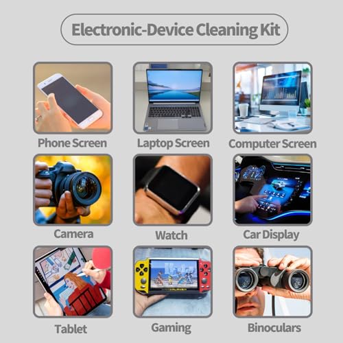 Laptop Screen Cleaner Kit: Phone Touchscreen Mist Spray and Cloth Wipes 2-Pack Grey, Hatstart Tablet Cleaning Kit for Car Display Computer TV PC Eyeglass, Compatible with iPhone, iPad, MacBook Pro - color: Grey