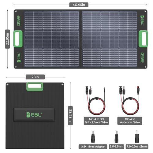 EBL 519.48Wh Solar Generator Kit with 100W 20V Solar Panel | 500W Portable Power Station Backup Battery Power Supply for RV/Van Camping Fishing Climbing Road Trip, Home Use - color: Black