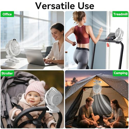 Minthouz 8000mAh Rechargeable Small Clip Fan with Battery Level Indicator | 8000mAh Battery Powered Fan with Remote, 720° Rotation Low Noise USB C Desk Fan for Outdoor Home/Office/Camping/Travel - color: White