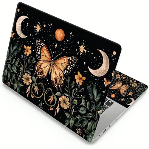 Laptop Skin Sticker Laptop Cover for 12" 13" 13.3" 14" Laptop Stickers,Reusable Skin Sticker Cover Personalized Art Waterproof & Scratch-Resistant Protector Case,Stars Moons and Butterfly - color: Stars Moons And Butterfly