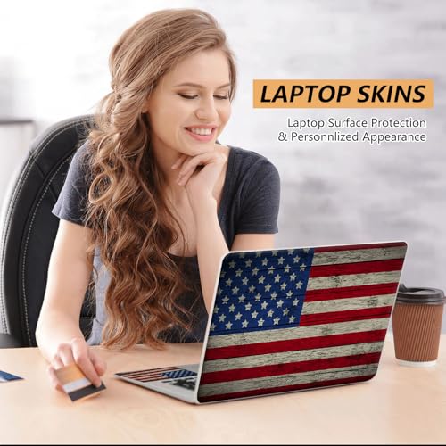 Laptop Skin Sticker for 12.1”-15.6“ Laptops (Fits 13”, 13.3”, 14”, 15”, 15.4”) | Protective Universal Reusable Vinyl Art Decal Cover | Waterproof & Scratch-Resistant-Retro American Flag - color: Retro American Flag
