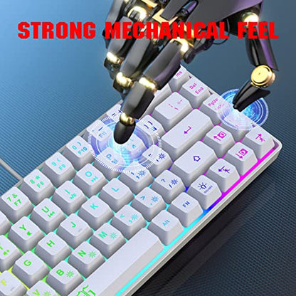 Snpurdiri 60% Percent Gaming Keyboard, Compact RGB Backlit Ergonomic Small Mini Keyboard for Windows, PC, Laptop, Gaming (68 Keys, White) - color: White