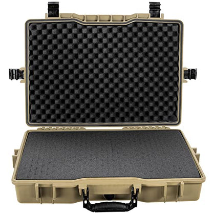 Eylar Large 22 inch Protective, Camera, Tools, Equipment Laptop Hard Case with Custom Logo Engraved Plate Waterproof, Customizable Pluck Foam for Laptops, Tablets, Electronics (Tan) - color: Tan