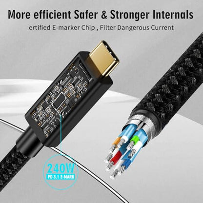 USB4 Cable, with Thunderbolt 5 Cable, 240 W Charging, 80 Gbps Data, gen4,16K@60Hz 4K120Hz HDR, USB C to USB C, for Hub, Dock, M2, M3, SSD, Laptops, Monitor (TB5 80G 240W 1M) - size: TB5 80G 240W 1M