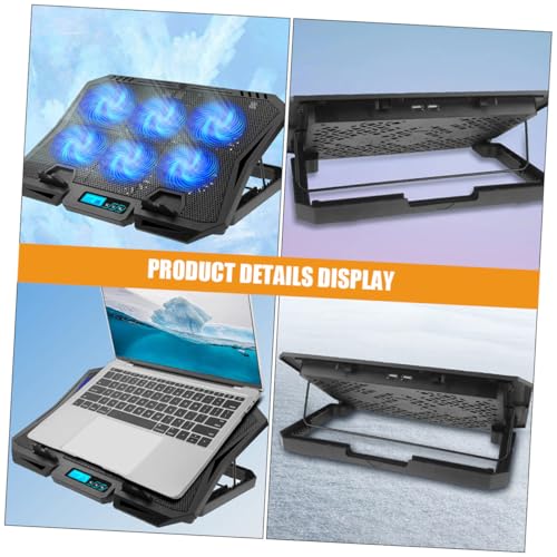 KOMBIUDA Laptop Cooling Pad with 6 Quiet Fans 15.6-inch Adjustable Speed Blue Light USB Powered Laptop Stand Cooler for Gaming and Office Use
