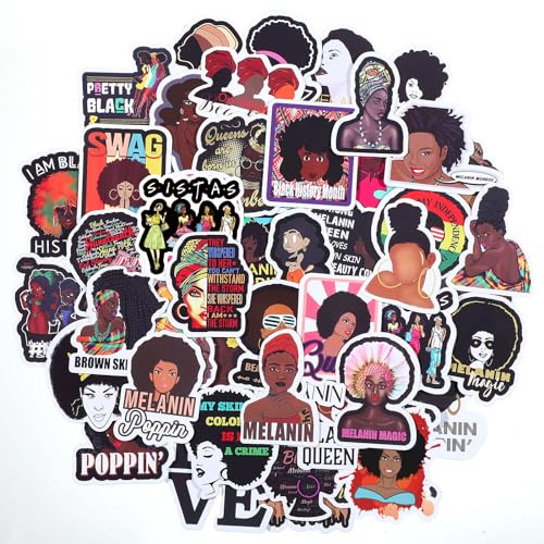 Zonon 100 Pcs Melanin Stickers Black Girl Laptop Water Bottle Decal | Waterproof Vinyl for Teens Women, Computer Skateboard Phone, Black Girl Magic Empowerment Theme, Aesthetic Graffiti Patches - style: Classic