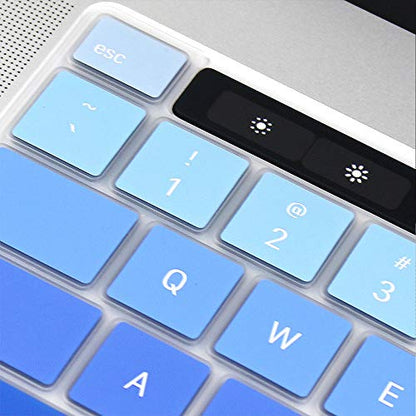 ProElife Keyboard Cover for MacBook Pro 13'' M2 M1 & 16'' A2141, Ombre Blue | U.S. Layout, Ultra-Thin (0.26 mm), Dust-Proof, Backlight Visible, Precision Molded, Soft-Touch Typing, Washable & Reusable