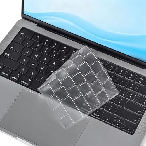 Bestac Ultra Thin Clear Keyboard Cover, Compatible with 2021-2025 M1/M2/M3/M4/M5 Pro/Max MacBook Pro 14/16 & MacBook Air 13/15, US ANSI Layout (Clear) - color: Clear