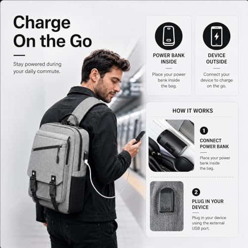 Sling Bag Large Capacity: Crossbody Bag for Men Fits 15.6 Inch Laptop A4 Files with Anti Theft USB Port - color: 39-light Grey
