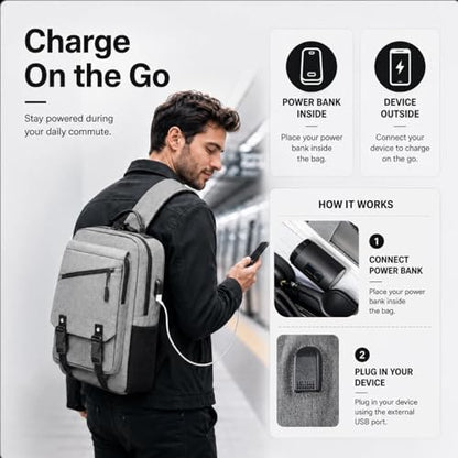 Sling Bag Large Capacity: Crossbody Bag for Men Fits 15.6 Inch Laptop A4 Files with Anti Theft USB Port - color: 39-light Grey