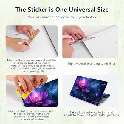 Laptop Skin Sticker Decal, Universal Reusable Vinyl Laptop Cover for 12" 13" 13.3" 14" 15" 15.4" 15.6" Notebook PC, Reusable Waterproof Scratch-Resistant with 2 Wrist Pads,Lotus Flowers Art - color: Lotus Flowers Art