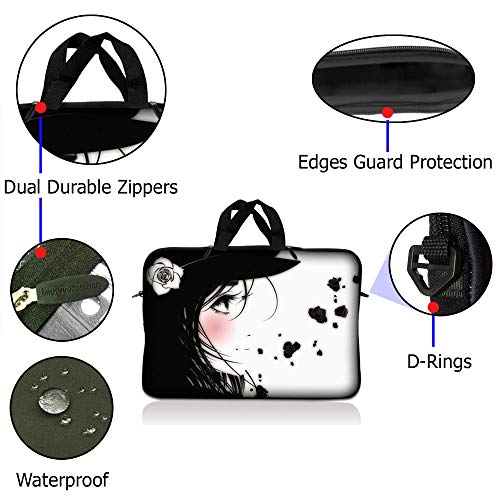 LSS 10.2 inch Laptop Sleeve Bag Compatible with Acer, Asus, Dell, HP, Sony, and More | Carrying Case Pouch w/Handle, Girl with White Rose - color: Girl With White Rose, size: 8 in -10.2 in