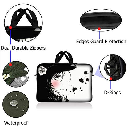 LSS 10.2 inch Laptop Sleeve Bag Compatible with Acer, Asus, Dell, HP, Sony, and More | Carrying Case Pouch w/Handle, Girl with White Rose - color: Girl With White Rose, size: 8 in -10.2 in