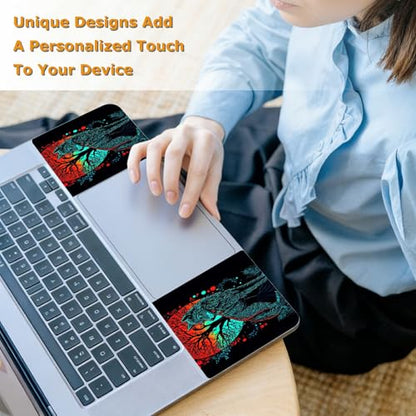 Universal Laptop Skin Sticker with 2 Wrist Pad Decals, 3-Piece Removable Vinyl Laptop Cover, Art Wolf Waterproof Anti-Scratch, Easy-Trim Fit for 13.3" 14" 15.6" Laptops - color: Art Wolf