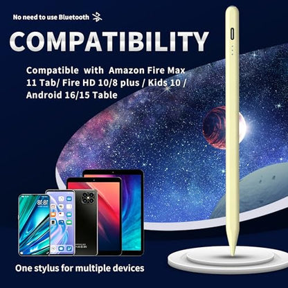 Stylus Pen Android for AMZ Tablet HD 10/Max 11 Compatible with Samsung/Lenovo,Accurate， Push-Button Switch On/Off,Long Battery Life+2Tips(NW Yellow) - color: NW Yellow