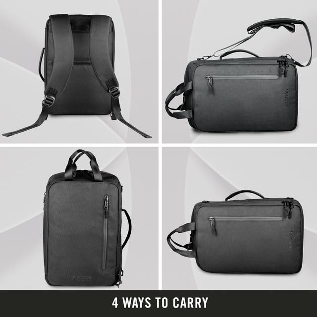 Kenneth Cole REACTION Parker 16" Polyester Tech Covertible Backpack/Briefcase, Black - size: 16"