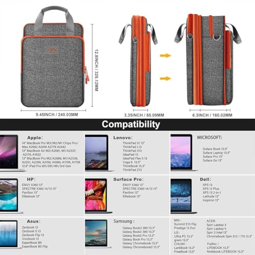 Laptop Case 12.9 13 Shoulder Bag, Expandable Handbag with Valuables Compartment Compatible with MacBook Air/Pro/Neo 13" M5/M4/M3/M2/M1, iPad 12.9/13/11, Water-Resistant & Shockproof,L01G05 - color: L01g05, size: 13"