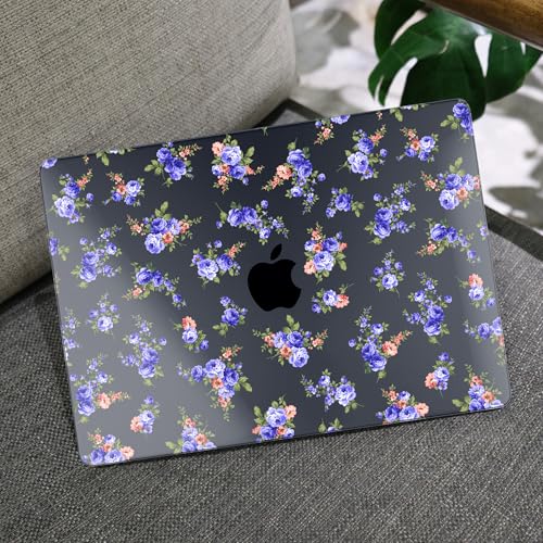 MEEgoodo Case for M5/M4/M3/M2 MacBook Air 13 inch Case 2026 2025 2024 2022, Fit Model A3449/A3240/A3113/A2681, Laptop Hard Shell Compatible with MacBook Air 13.6-inch, Blue & Pink Roses - color: Blue & pink roses
