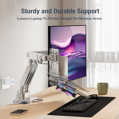 AVLT Laptop & Monitor Arm Desk Mount for 17-38" Screens, USB-C Dock - Gray | Supports flat/curved screens up to 22 lbs each. 12-17" laptop tray, 7-in-1 USB-C dock, HDMI 4K60, Ethernet and 100W PD - color: Gray