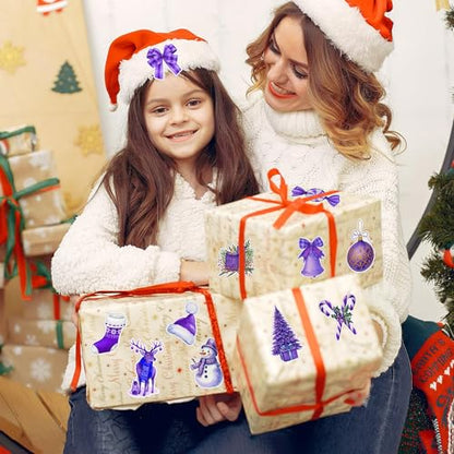Christmas Purple Watercolor Sticker - 1000Pcs Xmas Purple Santa Waterproof Vinyl Reusable Laptop Stickers Coloring Book Scrapbook Water Bottle Page Activity Pad Party Favors Kids Skateboard - style: Christmas Watercolor Purple