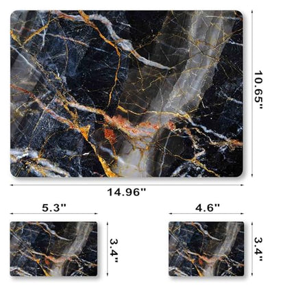 Laptop Decal Sticker Skin Cover, 11.6”12" 13" 13.3" 14" 15" 15.4" 15.6 inch Laptop Netbook Vinyl Skin Sticker Cover Art Notebook PC Waterproof Protector (2 Wrist Pad Included), Black Marble - color: Black Marble