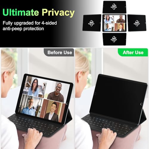 360°Magnetic Privacy Screen for iPad 9th/8th/7th Generation (10.2Inch,2019/2020/2021), Removable Anti Blue Light Glare Spy Private Filter, High Sensitive Bubble-Free Screen Protector | (10.2Inch,2019/2020/2021), Removable Anti Blue Light Glare Spy Private