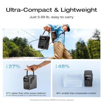EF ECOFLOW Portable Power Bank Station TRAIL 300 DC, 288Wh 300W DC | LiFePO4 Battery, Compact Solar Generator for Camping, Travel, and Emergency (No AC Outlet Included) - style: TRAIL 300