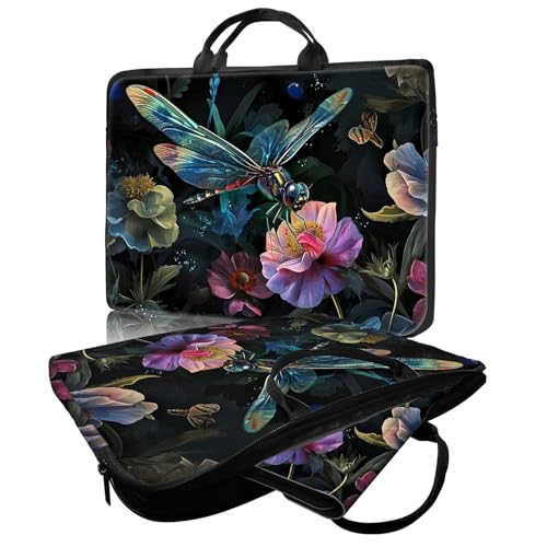 Laptop Bag,14 15 15.6 inch Laptop Case Sleeve,Computer Sleeve with Handle for Women Men,Carrying Case for MacBook,Dell,Lenovo,Notebook Computer,Dragonfly Flower - color: Dragonfly Flower