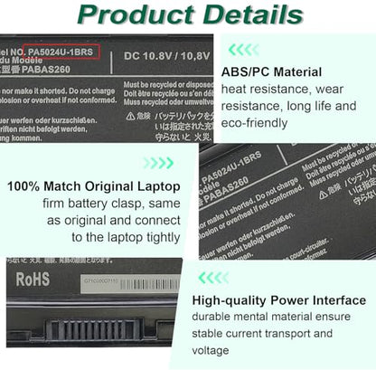 PA5024U-1BRS Battery for Toshiba Satellite S75 P75-A7200 P75-A7100 S855 | S855-S5378 S855D-S5148 C75D C875 C850 L800 C55T-A C55-A5220 C55-A5300 C55-A5302 C55-A5390 P875 PA5026U-1BRS
