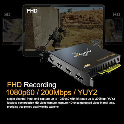 AVMATRIX 1080p60 4-PCI-E Capture Card Live Stream and Record with Ultra-Low Latency on PS5, PS4 Pro, Xbox Series X/S, Xbox One X, in OBS, Twitch, YouTube, Nintendo Switch, PC Windows - color: PCIE-4CH HDMI