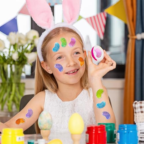 Glitter Jelly Bean Sticker - 1000 Pcs Candy Sparkle Glitter Waterproof Vinyl Reusable Laptop Stickers Coloring Book Scrapbook Water Bottle Page Activity Pad Birthday Party Favors Skateboard - style: Easter Glitter Jelly Beans