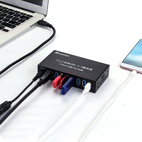 USB 3.0 Hub, USB Data Hub, Metal Case Mountable 7-Port Powered USB Hub 3.0 with 36W AC Adapter-Type A