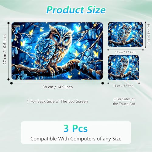 Laptop Skin Sticker Decal 12"-15.6" Universal Laptop/Notebook/Netbook Vinyl - Waterproof Scratch Resistant,Fits HP Dell Lenovo MacBook,2 Free Wrist Pads,Easy Apply & Remove,Blue Owl Cute - color: Blue Owl Cute