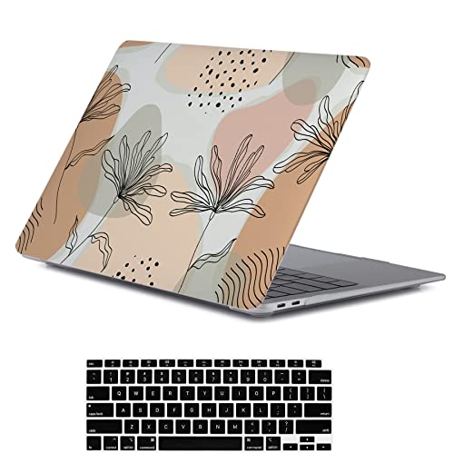 LanBaiLan Laptop Plastic Hard Shell Protective Case, Compatible for New MacBook Air 13 inch 2020 2019 2018 Release A2337 M1 A2179 A1932 Retina Display with Touch ID & Keyboard Cover, Aesthetic Flower - color: Aesthetic Flower