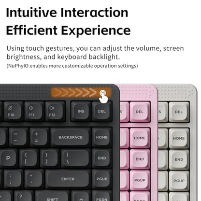 NuPhy Node75 Wireless Mechanical Keyboard, 75% Hot Swappable Custom Keyboard, 82 Keys Computer Gaming Keyboards, Supports Touch Gestures, PBT Keycaps, RGB Backlit, Bluetooth/2.4GHz/USB-C - color: Gray, size: High-Profile Red Max Switch